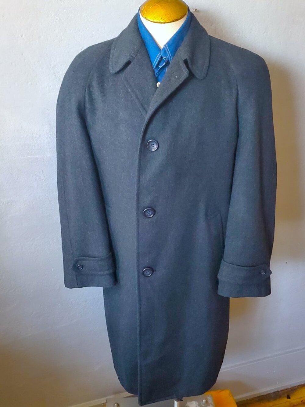 1960s Felted Wool Overcoat: Men's Vintage Topcoat, Size 40